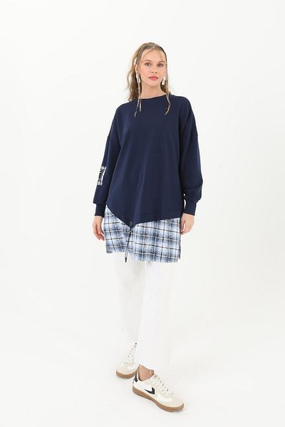 Puane Women's Crew Neck Skirt End Piece Transition Asymmetrical Cut Tunic 1057200