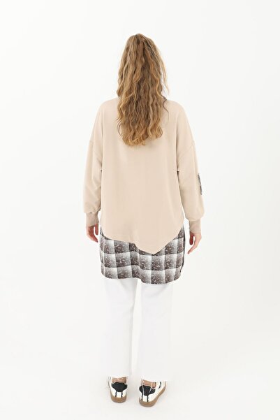 Puane Women's Crew Neck Skirt End Piece Transition Asymmetrical Cut Tunic 1057200