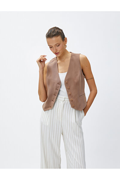 Koton Γιλέκο μπλέιζερ με λεπτομέρεια τσέπης με κουμπιά