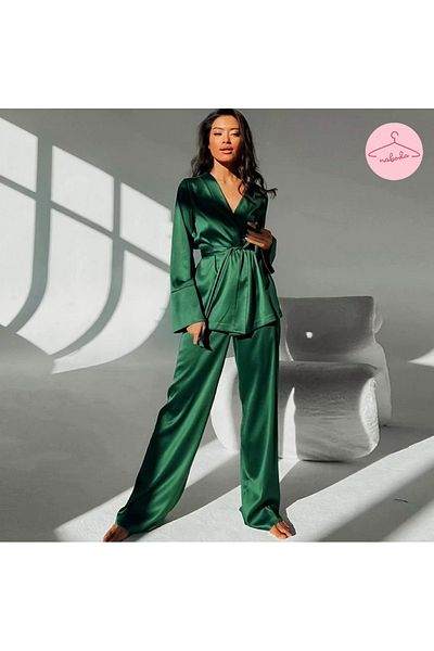 naboda Set cămașă de noapte verde cu design elegant pentru femei