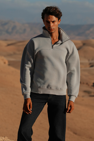 Whish Libre Ash Oversize Yarım Fermuarlı Sweatshirt