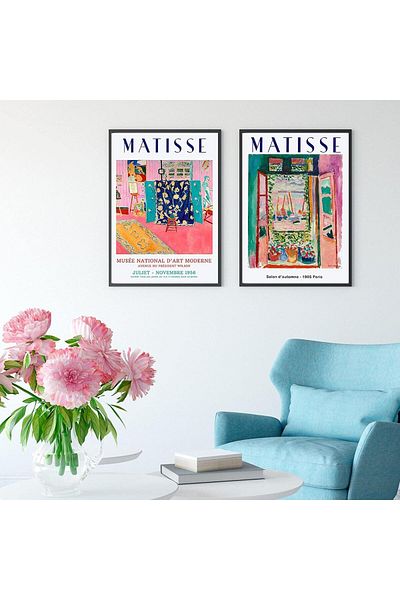 Linacci Matisse Colored Glass Painting Set with Double Black Metal Frame