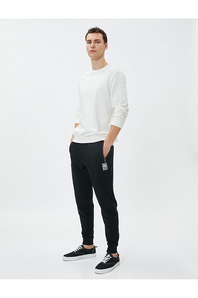 Koton Jogger Sweatpants with Label Detail, Zipper Pocket, Lace Waist