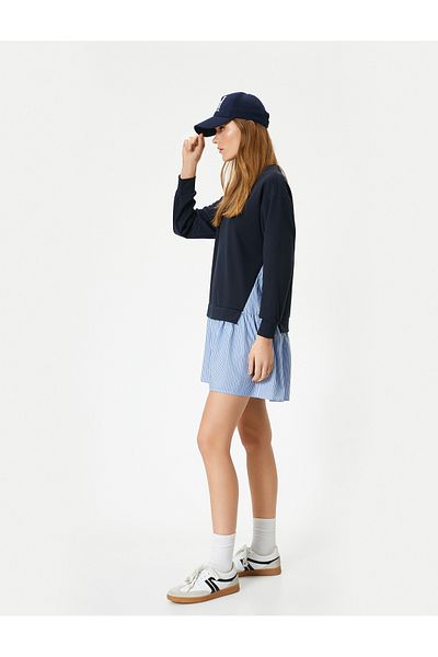 Koton Φόρεμα Sweat Mini Double Piece Look Crew Neck Μακρύ μανίκι