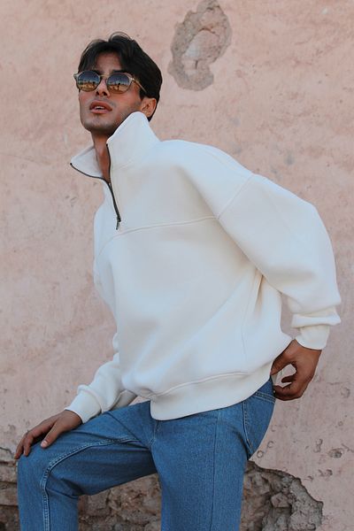 Whish Φούτερ Libre Perla Oversize με μισό φερμουάρ