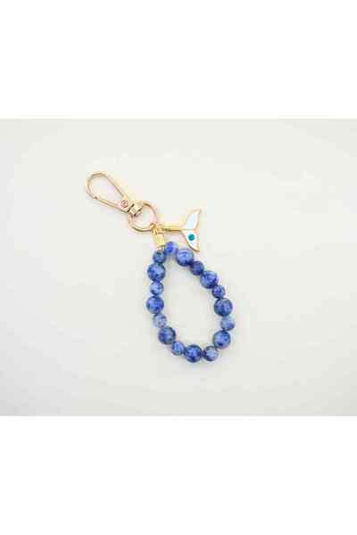 Mina Souvenir سلسلة مفاتيح بتصميم أنيق من الحجر الطبيعي - عين النمر، الفيروز،...