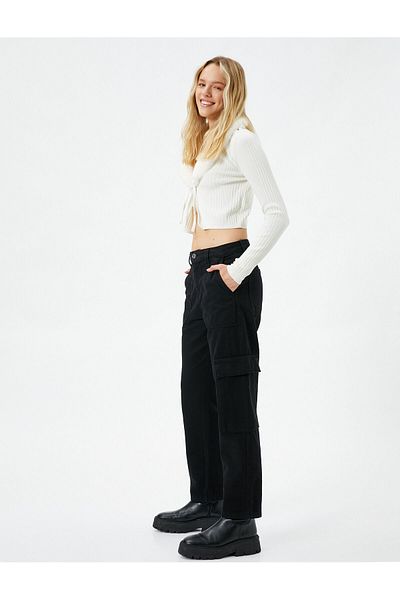 Koton Cargo Pants Straight Leg Pocket Detailed Buttoned Cotton