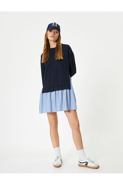 Koton Φόρεμα Sweat Mini Double Piece Look Crew Neck Μακρύ μανίκι