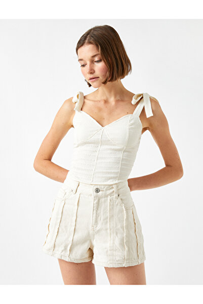 Koton Crop Top Sweetheart Neckline Strap