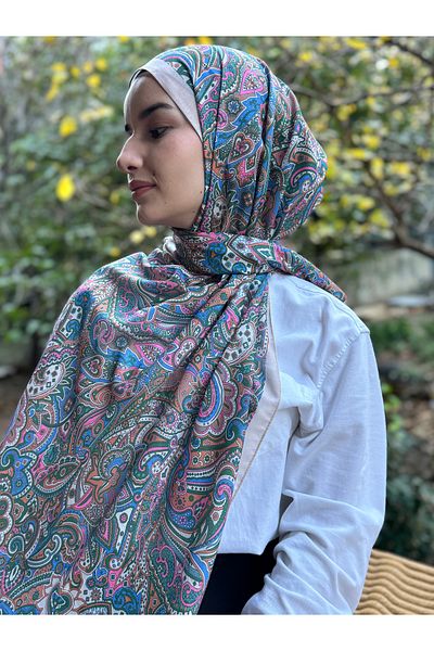 shalby Şal moale din bumbac cu model Gerbera - Hijab curcubeu