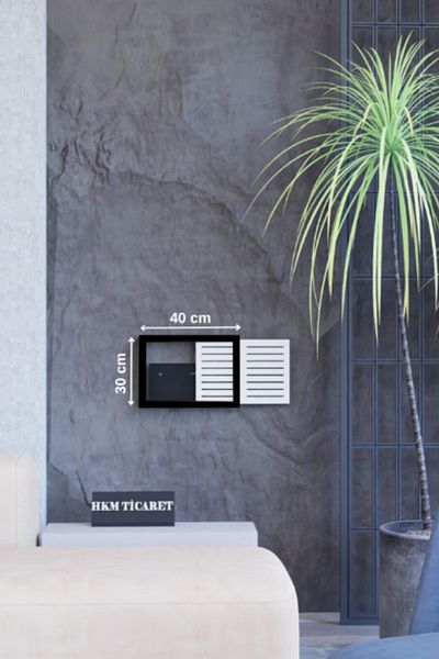 HKM Ticaret 30X40X7 cm Black Wall Hanging Insurance and Modem-Wifi Storage Box! Storage Box