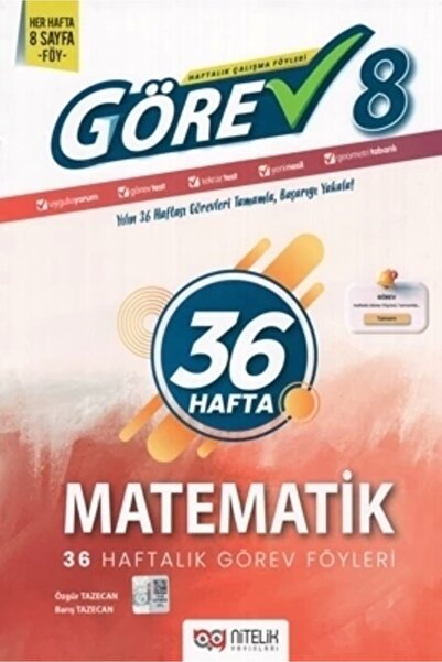 Nitelik Yayınları Nitelik 8.Sınıf Görev Matematik 36 Haftalık Görev Föyleri