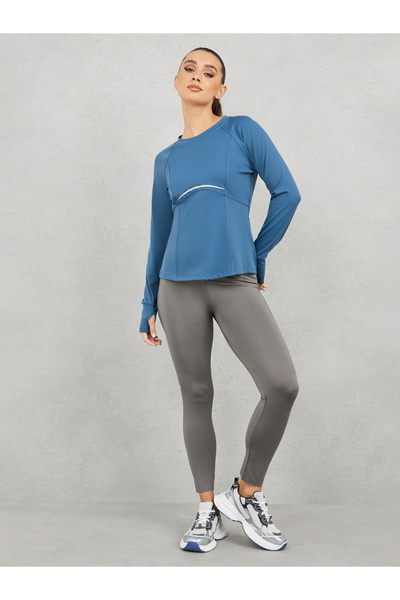 Styli Back Mesh Insert Seam Detail Thumbhole Top