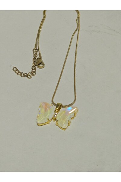 Çelik Butterfly Necklace with Hologram - Zultanite Stone Detail