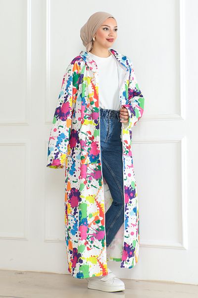 MAY MARA Large Size Long Digital Printed Hooded Zipper Sweatshirt