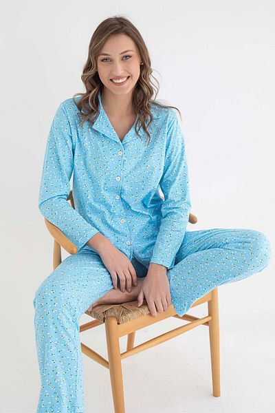 SENFONİ SET PIJAMASĂ damă BUMBAC CU NASTURĂ