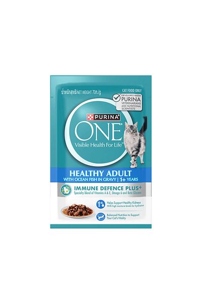 Purina One Healthy Adult with Ocean Fish Wet Cat Food - 70 g-Pack of 12