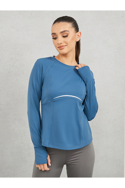 Styli Back Mesh Insert Seam Detail Thumbhole Top