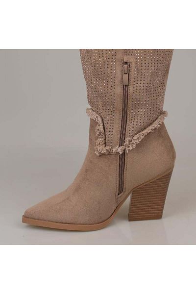 Pierre Cardin Γυναικείες μακριές σουέτ μπότες Mink Classic Stone