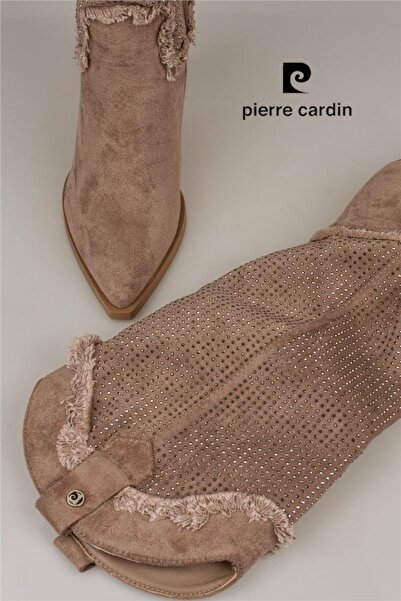 Pierre Cardin Vizon Kadın Klasik Taşlı Uzun Süet Bot