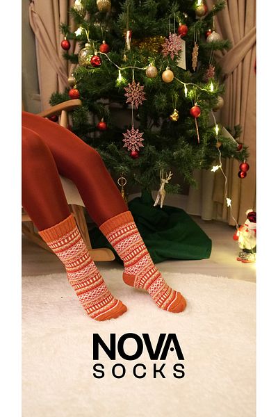 Nova Socks Μάλλινες κάλτσες με σχέδια - Σετ 3 τεμαχίων
