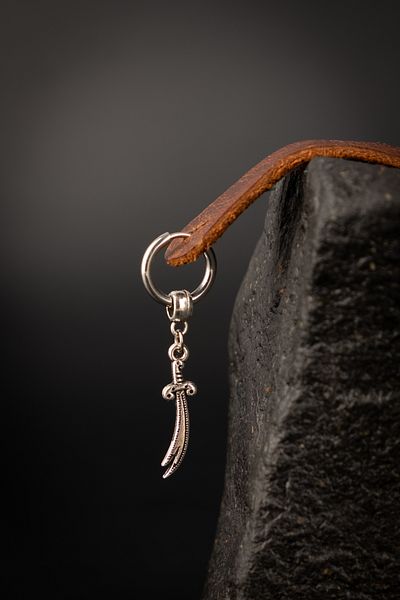 Piercing Market Steel & Silver Men's Steel Ring Dangle Special Design Sword Earrings Rusting Does Not Darken