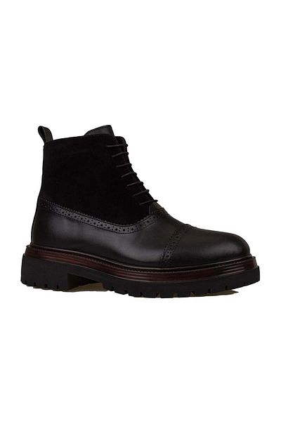 SLAYKA Ανδρικές μπότες casual από γνήσιο δέρμα Black Dazzle