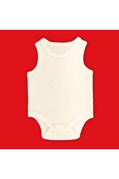 Novibaby 10-Piece Baby Athlete Bodysuit with Snap Fasteners Ecru 100% Cotton - Ecru Baby Bodysuit