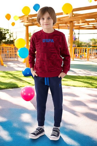 U.S. Polo Assn. BĂIAT BUMBACBURGUNDĂ                                         B