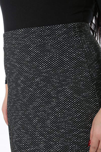 Şans Women's Plus Size Anthracite Lycra Skinny Skirt 65N38677