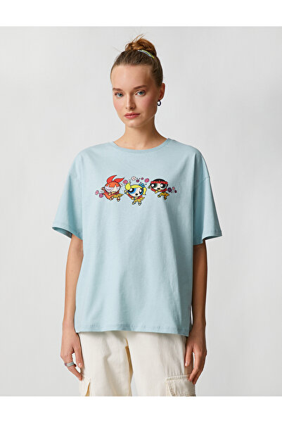 Koton Dievčenské tričko Power Puff Oversize Licencované na chrbte s potlačou Crew Neck Krátky rukáv