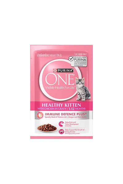 Purina One Healthy Kitten with Chicken Wet Cat Food - 70 g-Pack of 12