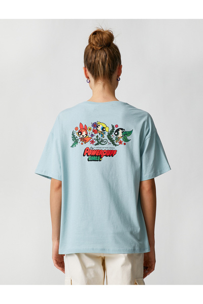 Koton Dievčenské tričko Power Puff Oversize Licencované na chrbte s potlačou Crew Neck Krátky rukáv