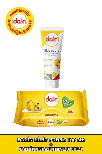 Dalin Wet Towel 56 Sheets + Dalin Liquid Powder 100 ml