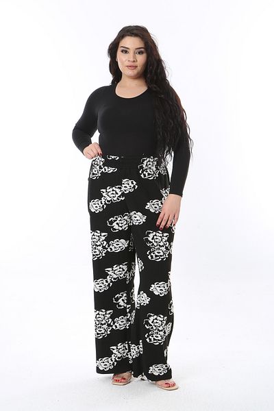 Şans Women's Plus Size Black Elastic Waist Side Pocket Pants 65N38675