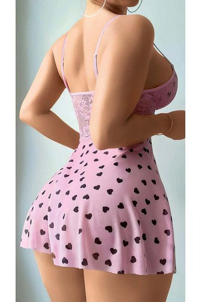 Peille Pink Dress with Askili Hearts