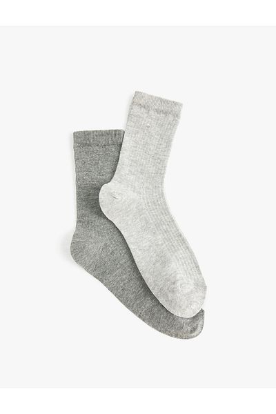 Koton Multicolored Textured Basic 2-Piece Socks Set