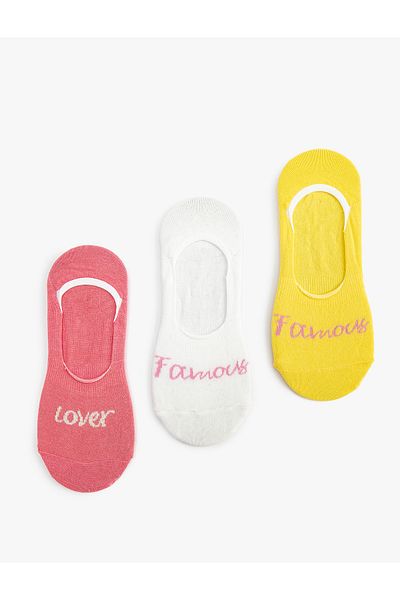 Koton 3-Piece Ballerina Socks Set Slogan Printed