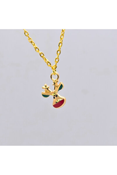 Atelier Nui Yılbaşı Temalı Altın Kaplama Deer Charm Çelik Kolye