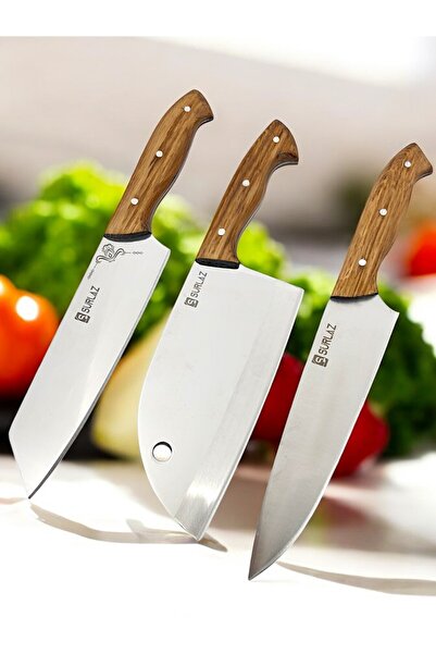 SürLaz Almazan Seri 3 Parça Şef Bıçak Seti İsme Özel Seri