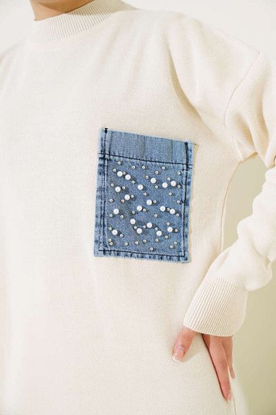 AVSARWEAR Jeans Pocket Pearl Knitwear Tunic