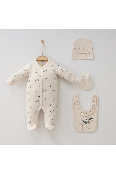 BEREKET BABY 0-3 Months Baby Romper - Cotton, Long Sleeve and Snaps Bereket Baby