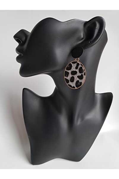 BHR AKSESUAR Leopard Print Round Earrings