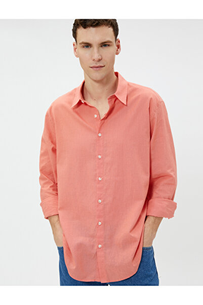 Koton Πουκάμισο από λινό κλασικό γιακά με μακρύ μανίκι