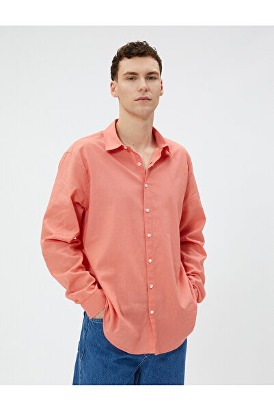 Koton Πουκάμισο από λινό κλασικό γιακά με μακρύ μανίκι