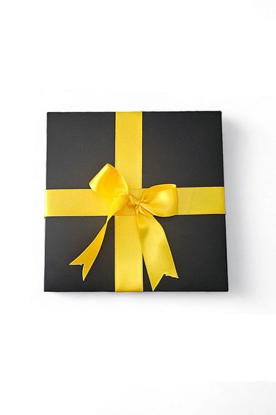HEDİYEDİYE Black Gift Box - Ribbon and Empty