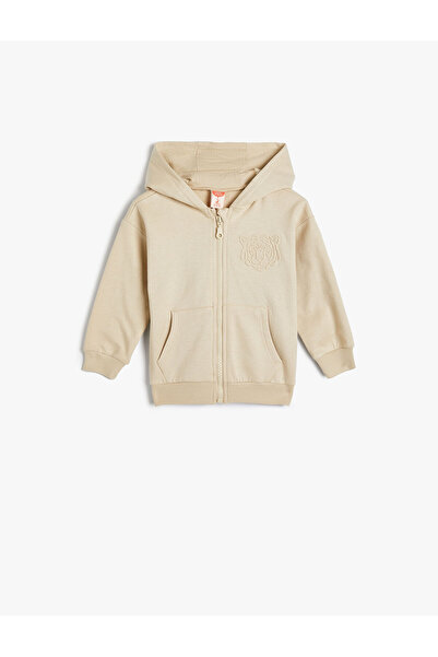 Koton Суичър с цип и качулка, памук с джоб и кенгуру