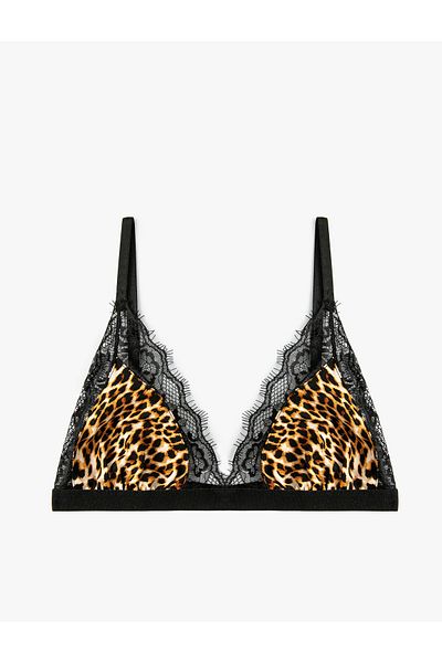 Koton Non-wired Bra Leopard Patterned Lace Unpadded
