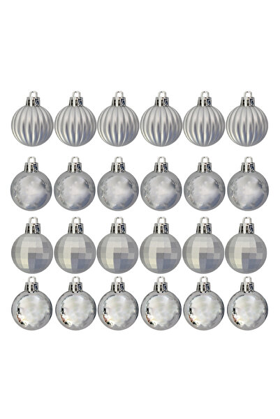 TİFOYS Set de decorațiuni de lux argintii pentru brad de Crăciun, 24 bucăți -...