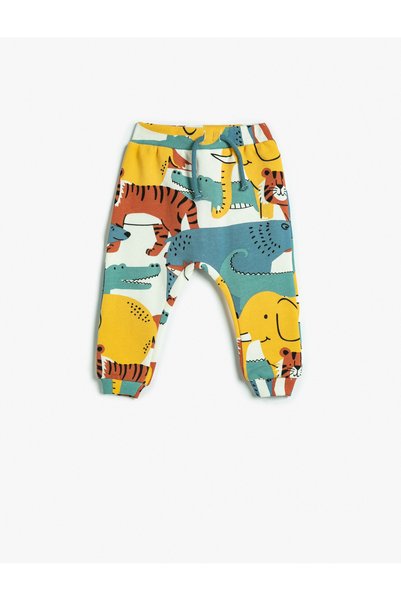 Koton Jogger Sweatpants Tie Waist Animals Printed Cotton